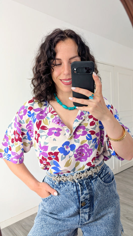 Blouse fleurie soie taille 42-44