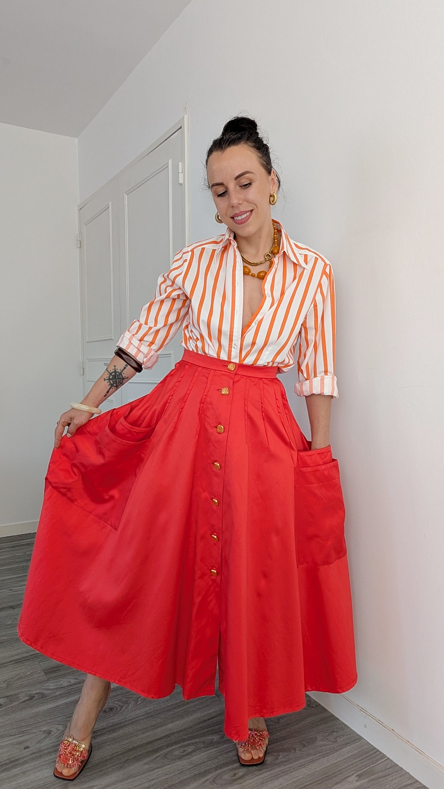 Jupe midi coton 80s T34