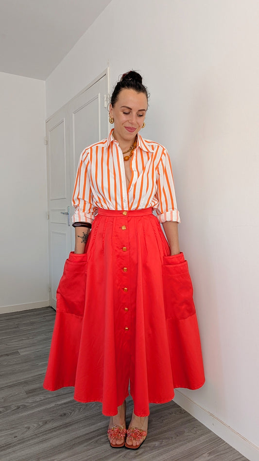 Jupe midi coton 80s T34