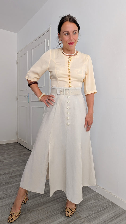 Jupe midi lin et coton T36