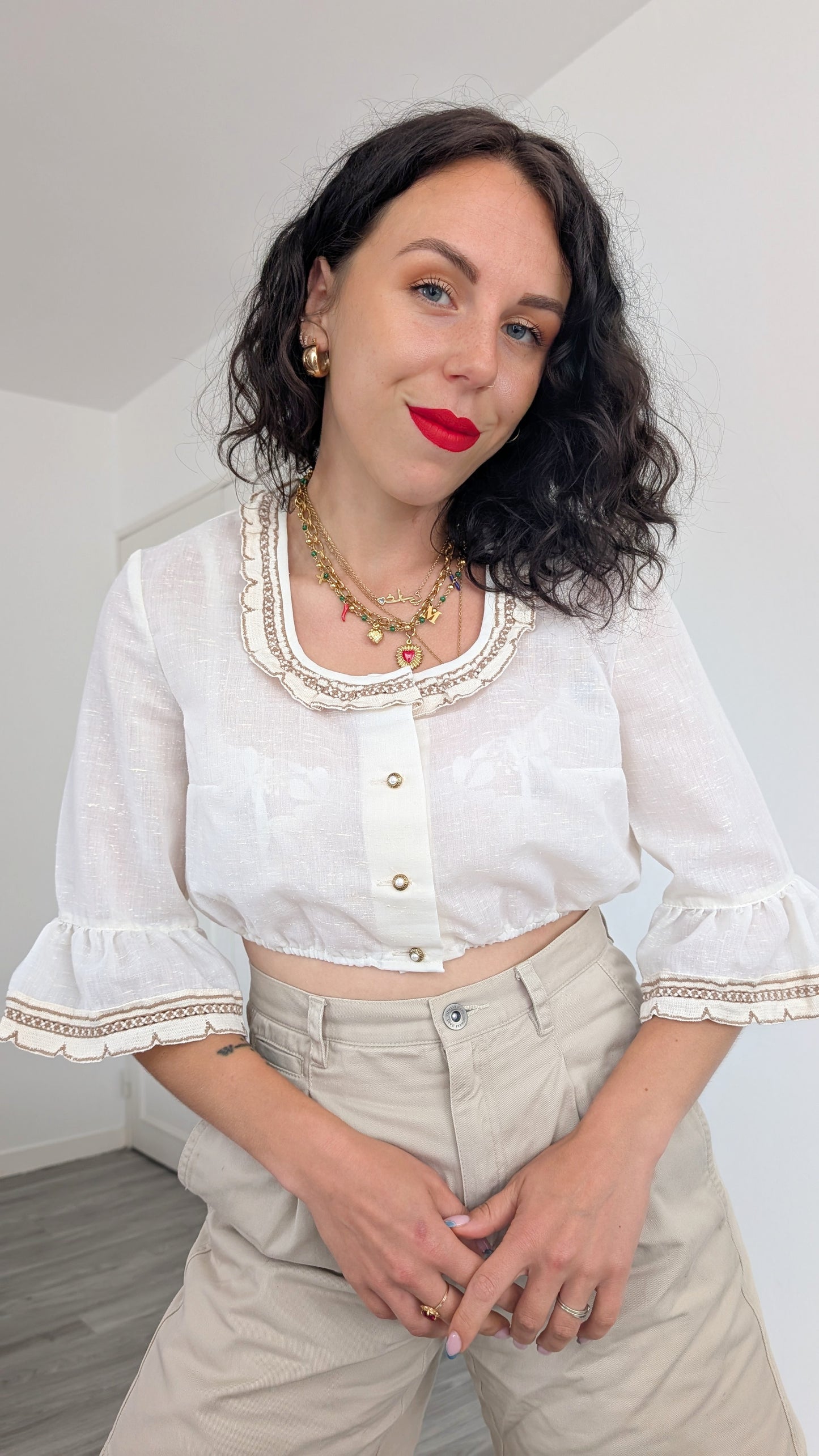 Blouse courte soie sauvage T38