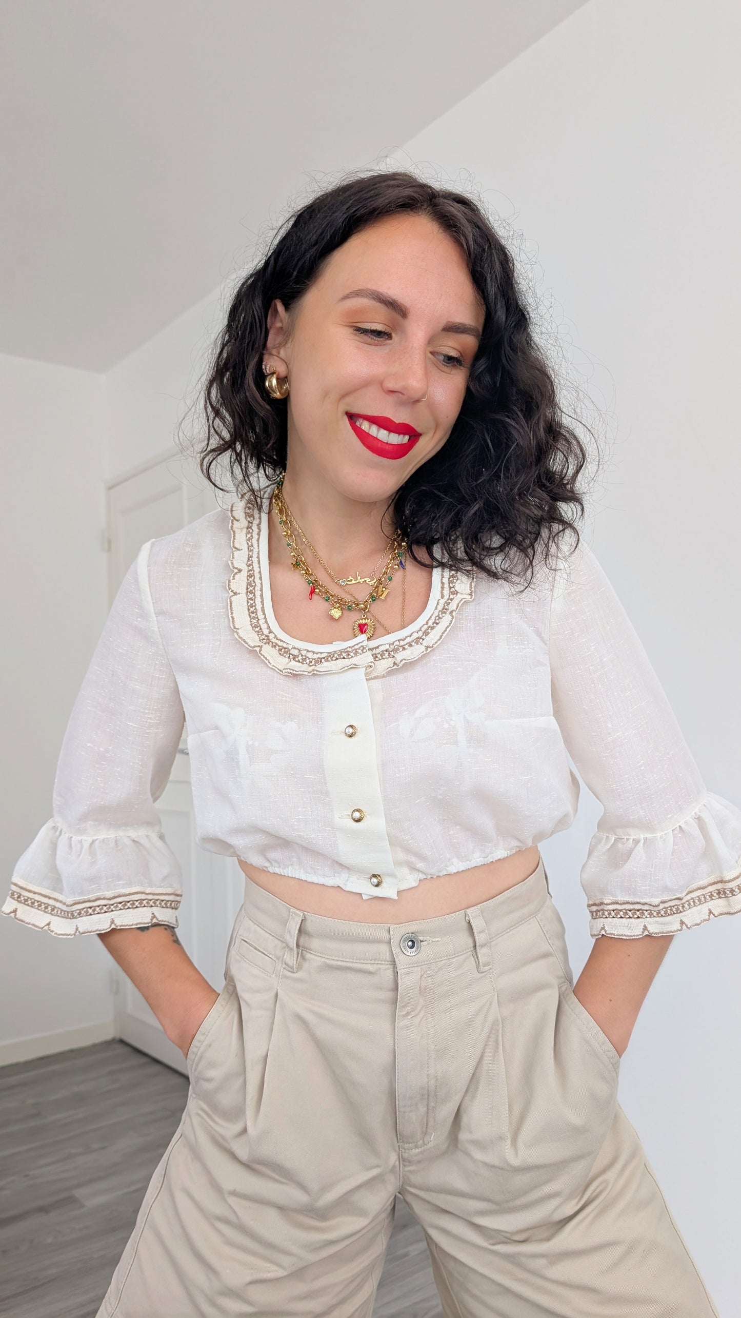 Blouse courte soie sauvage T38