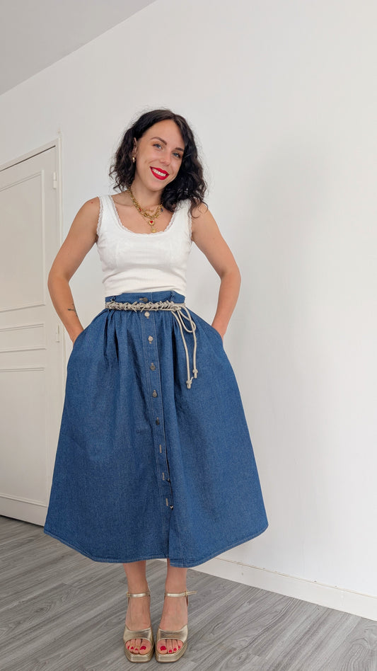 Jupe midi coton 80s T40-42