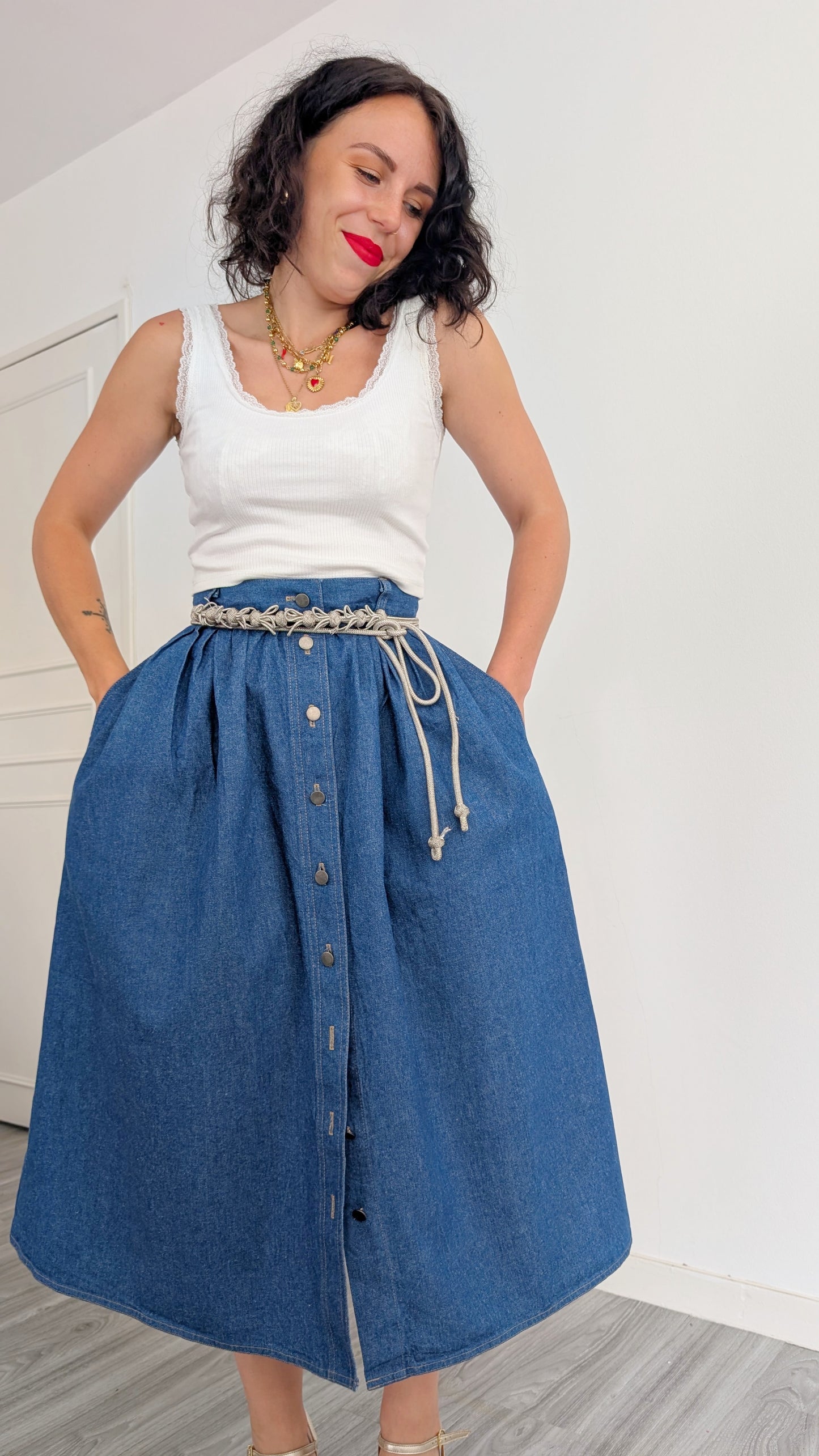 Jupe midi coton 80s T40-42