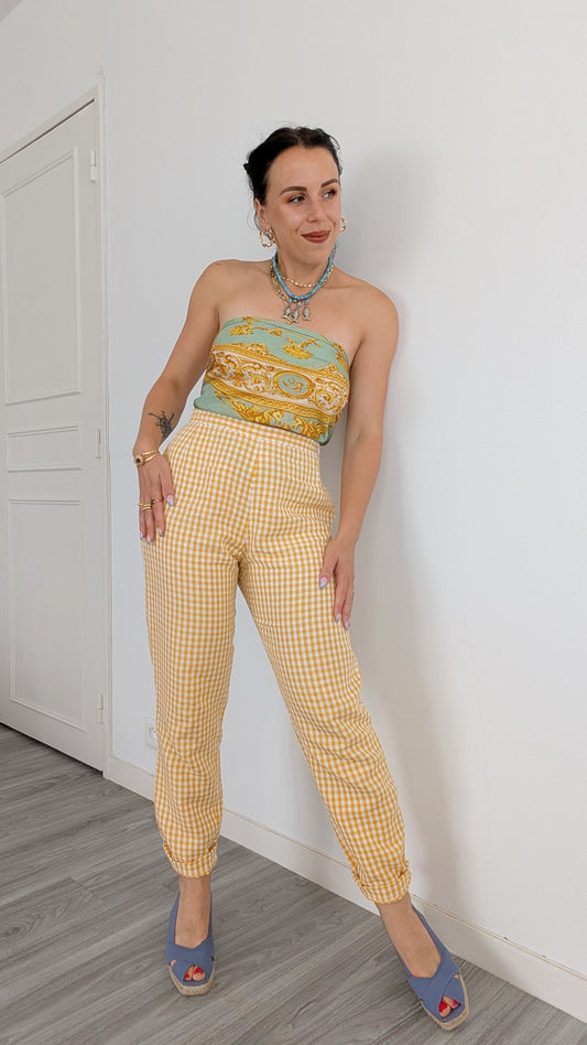 Pantalon lin vichy T38