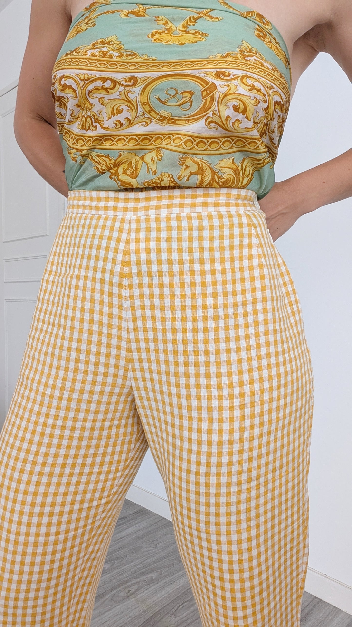 Pantalon lin vichy T38
