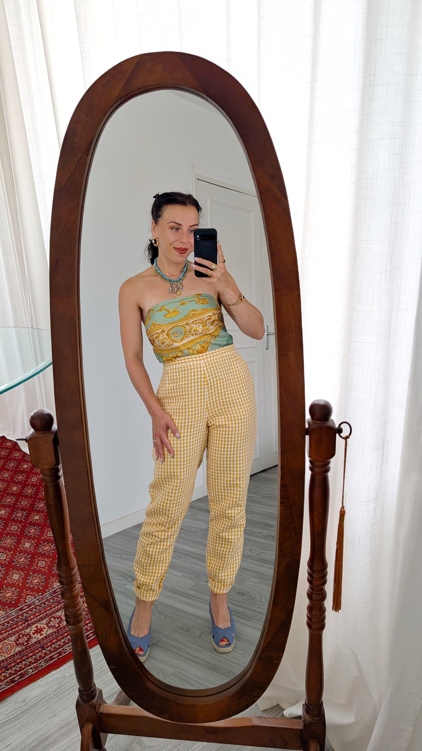 Pantalon lin vichy T38