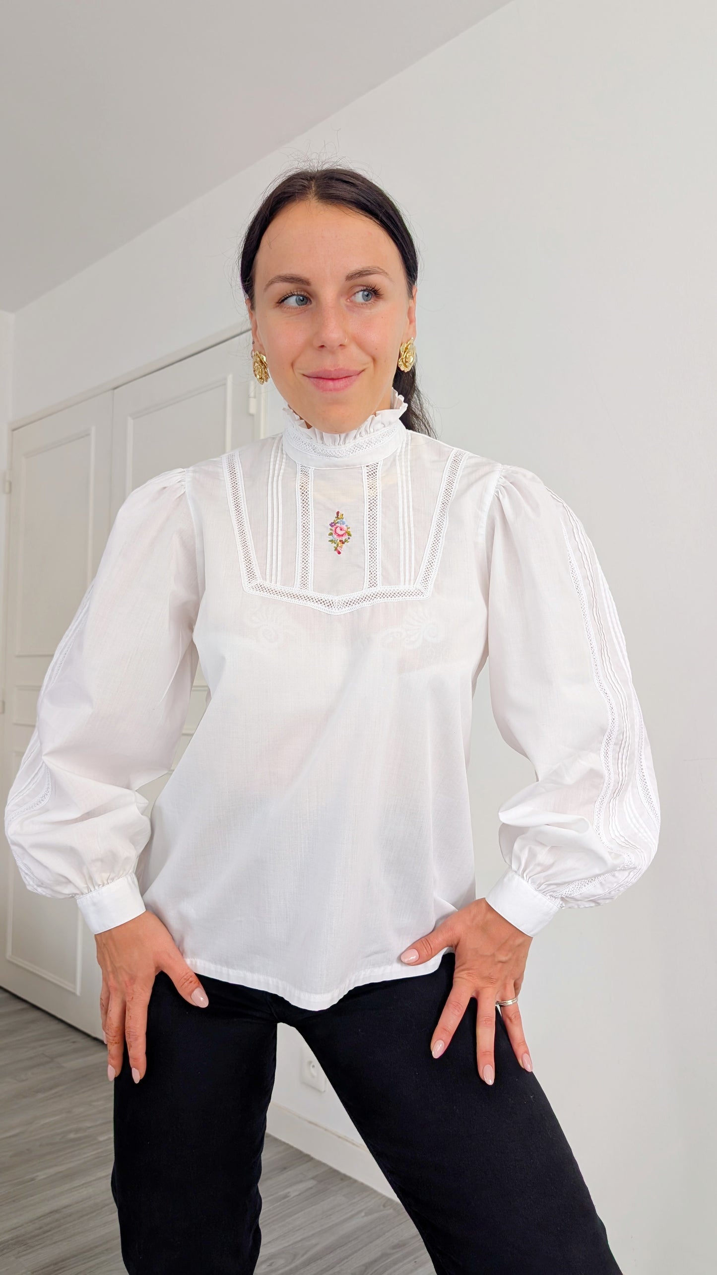 Blouse romantique coton T38