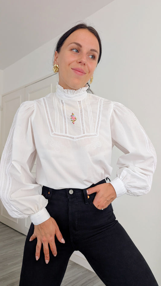 Blouse romantique coton T38