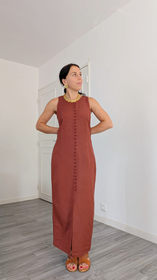 Robe ramie et viscose 90s T40