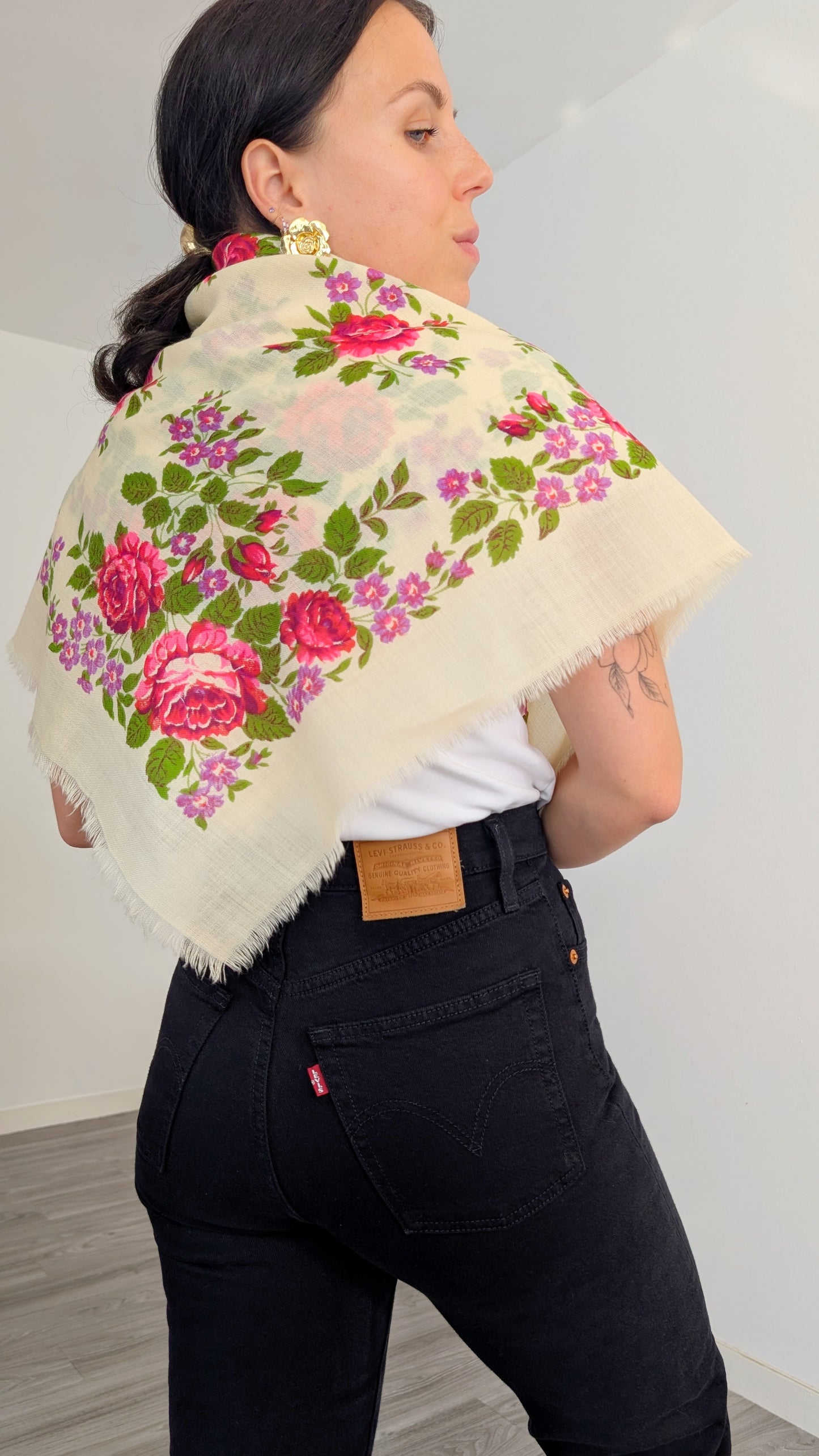 Grand foulard 70s laine douce