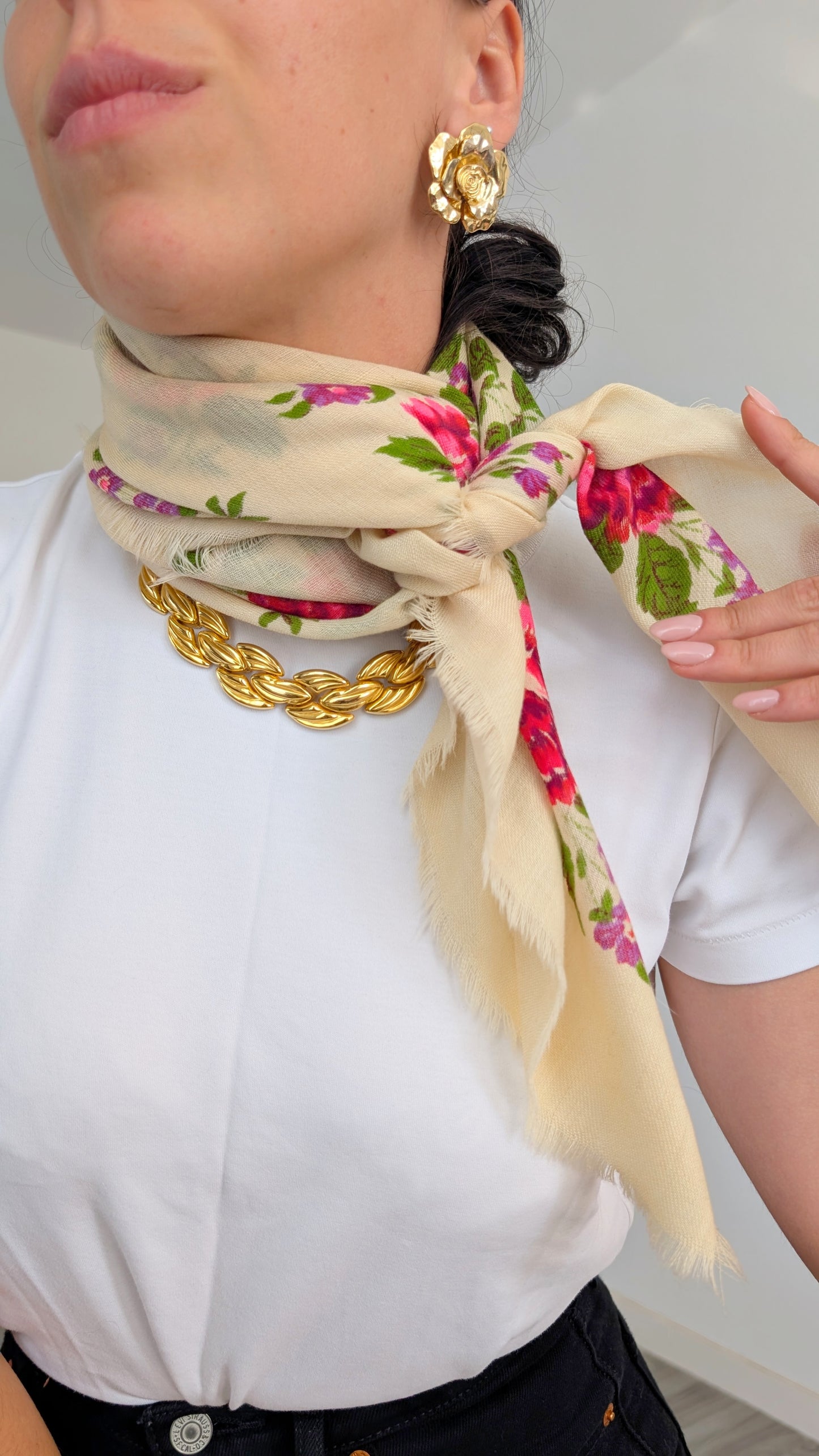 Grand foulard 70s laine douce