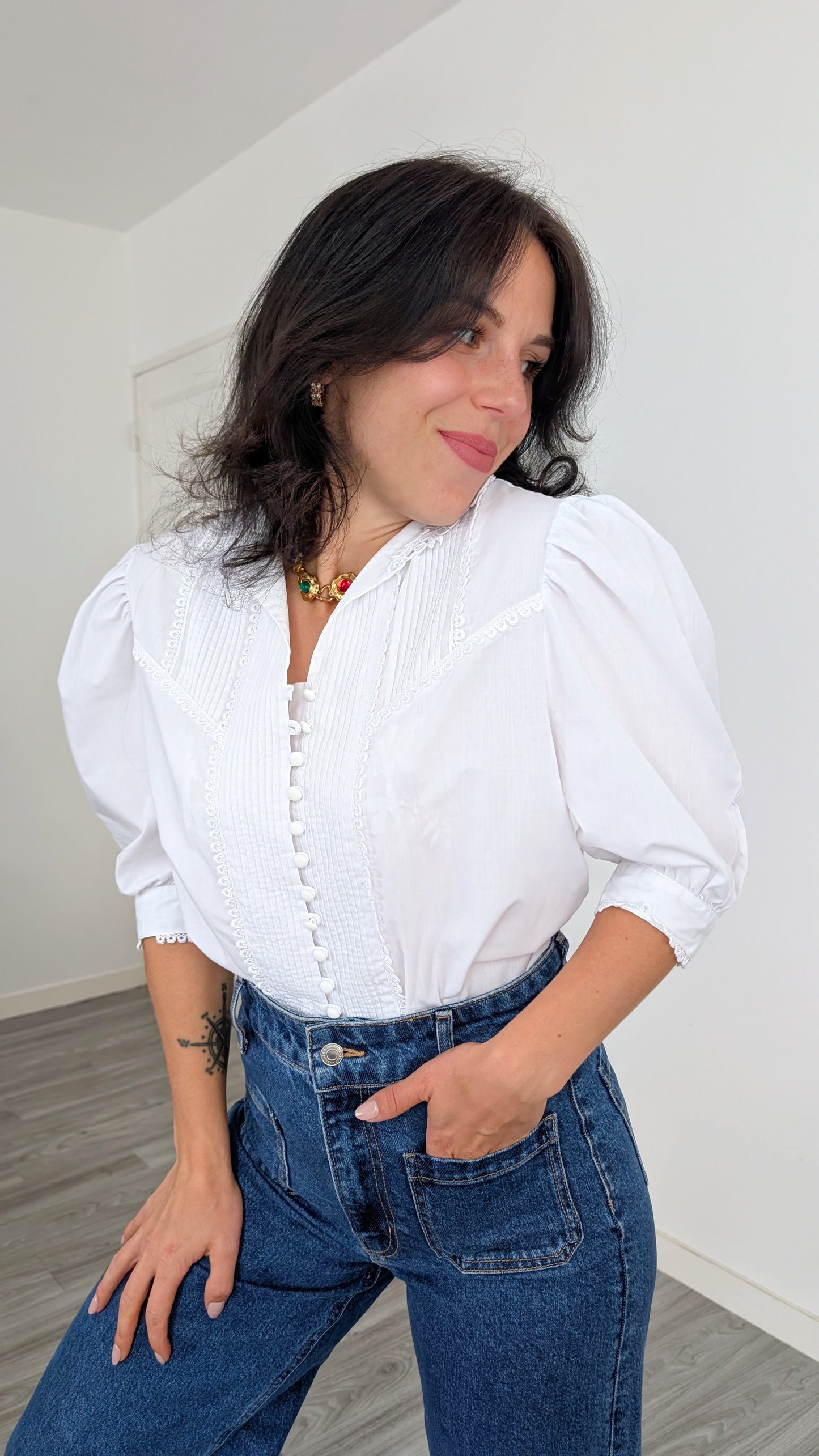 Blouse romantique coton T40-42