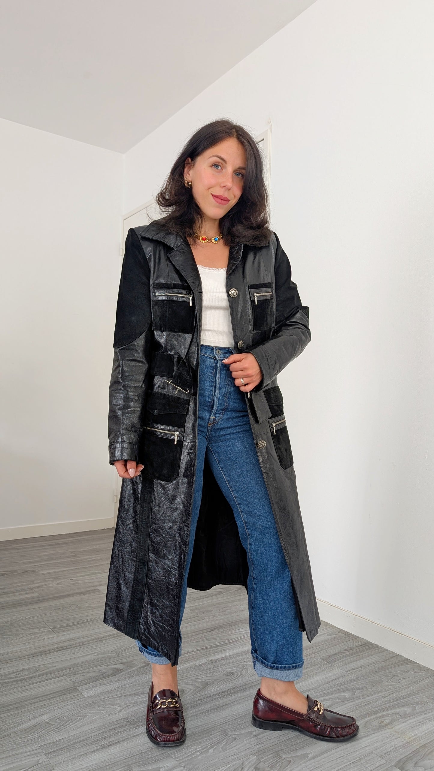 Trench cuir et daim T38-40
