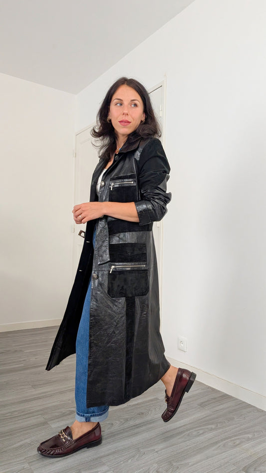 Trench cuir et daim T38-40