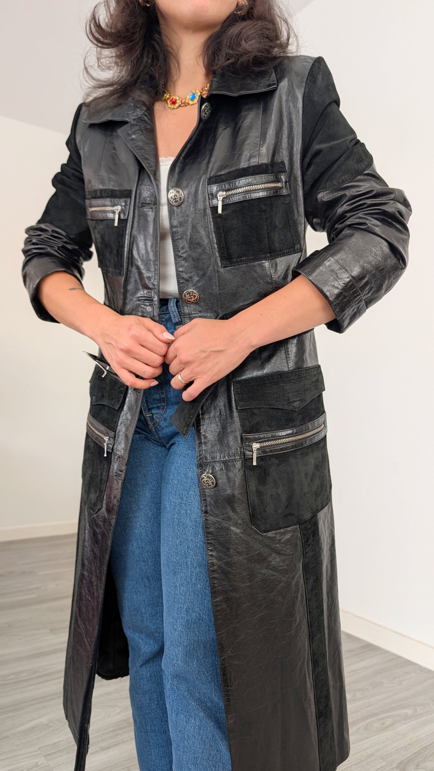 Trench cuir et daim T38-40