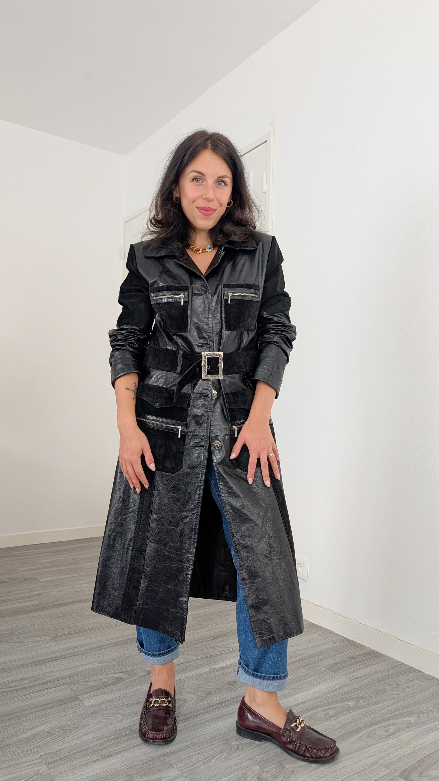 Trench cuir et daim T38-40