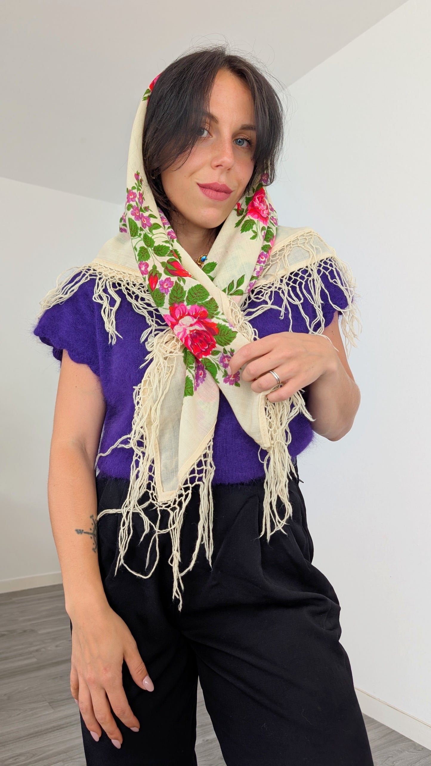 Foulard laine douce 70s