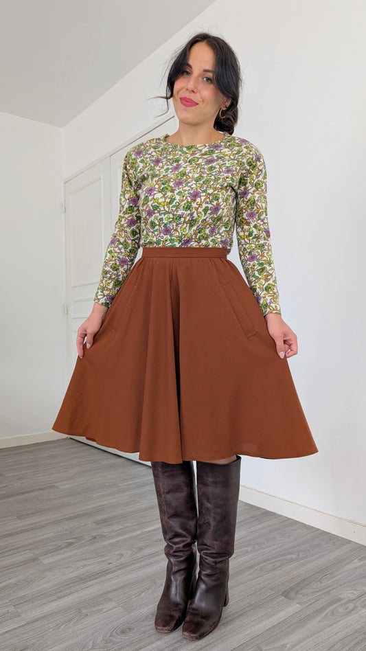 Jupe midi automnale laine T36