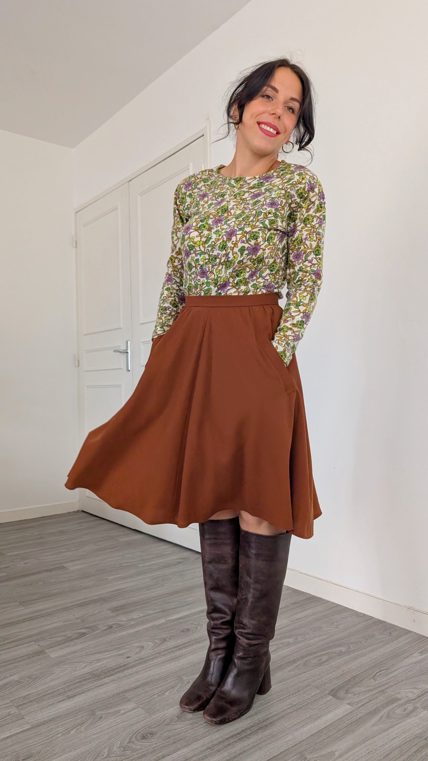 Jupe midi automnale laine T36