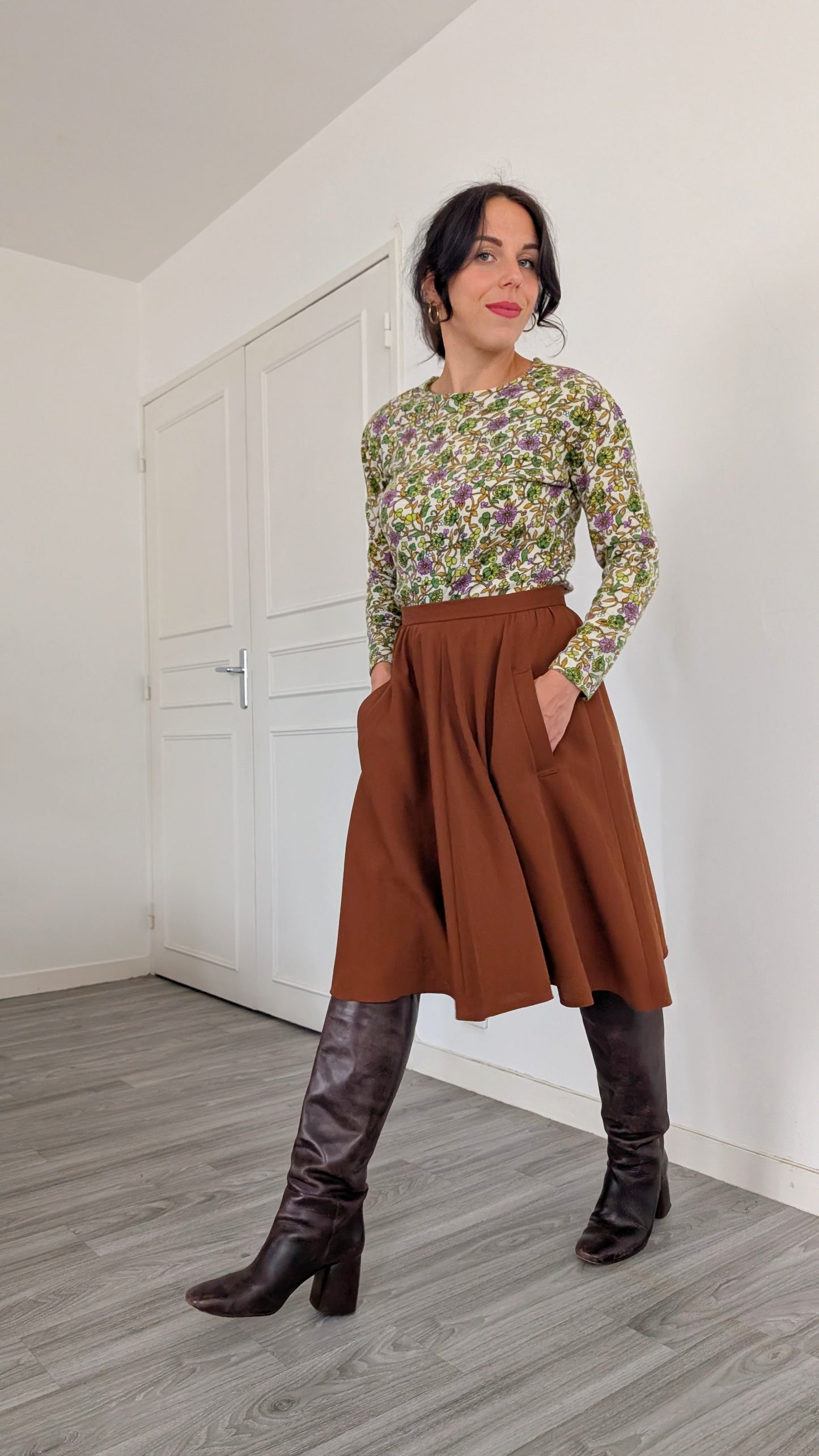 Jupe midi automnale laine T36