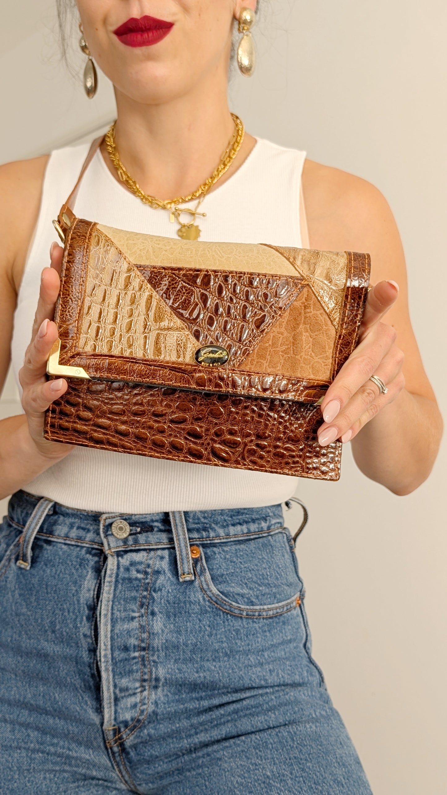 Sac cuir patcwork 70s