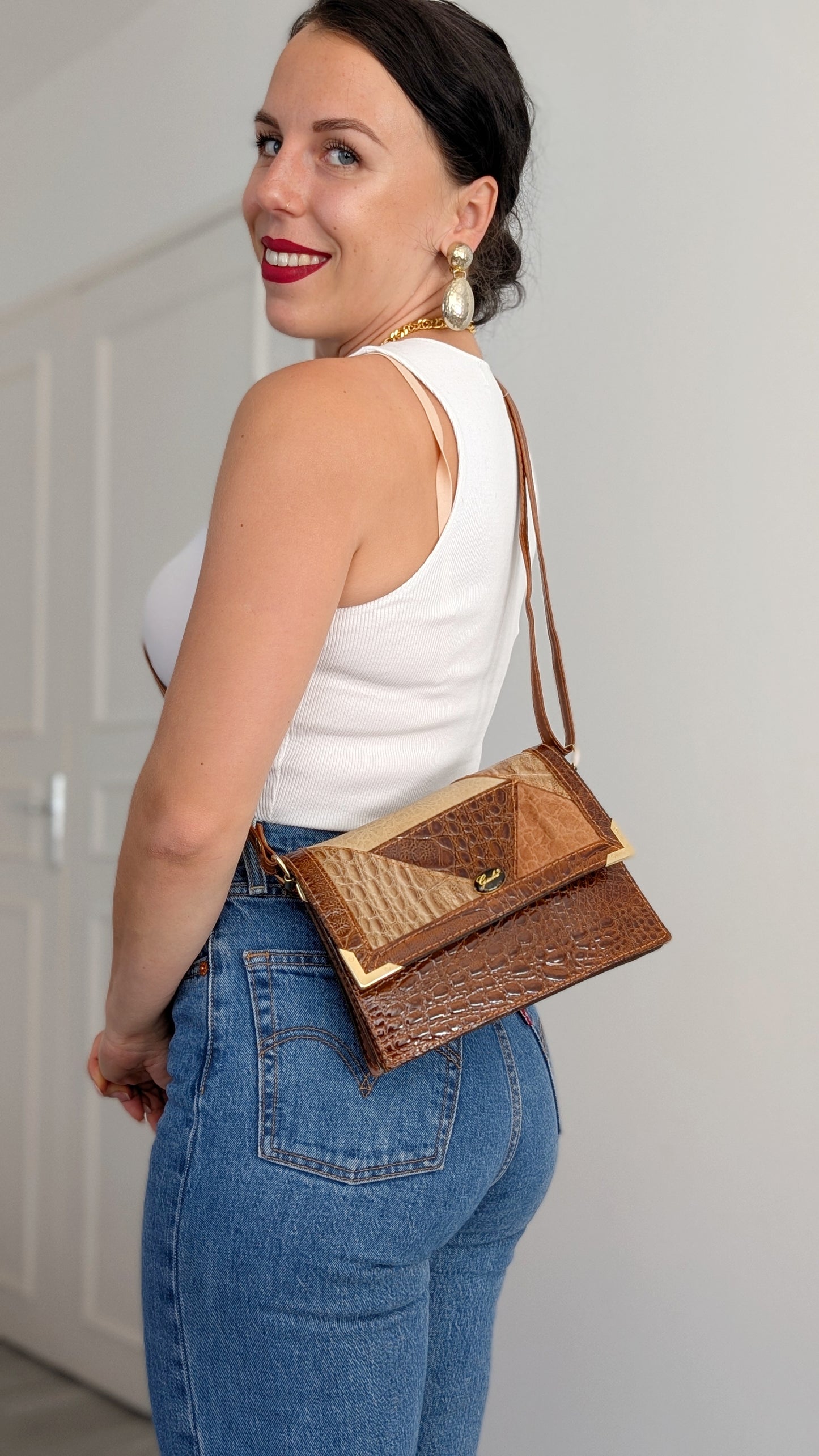 Sac cuir patcwork 70s