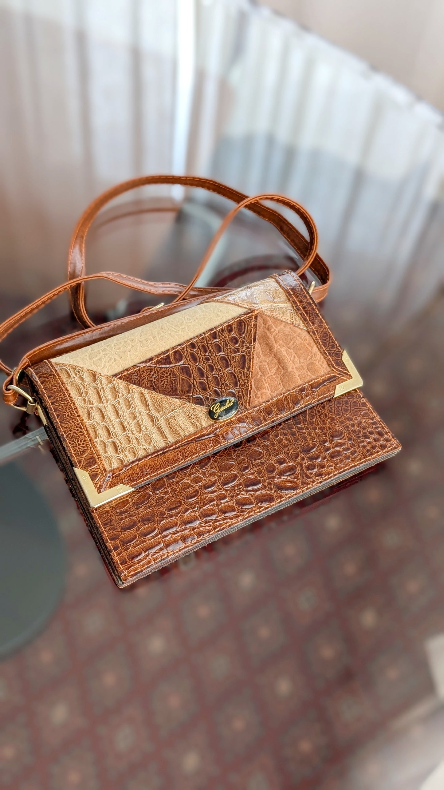 Sac cuir patcwork 70s