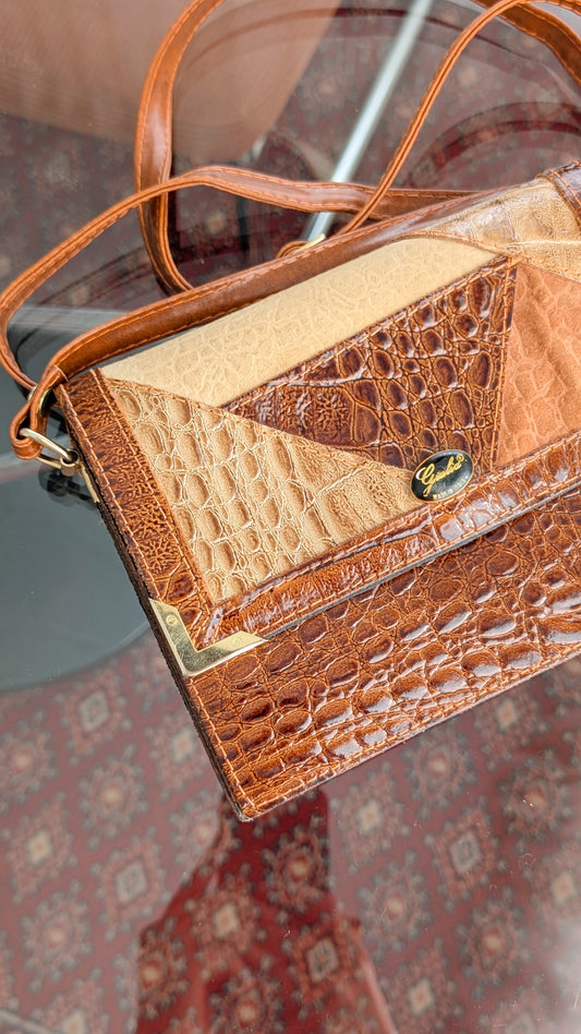 Sac cuir patcwork 70s