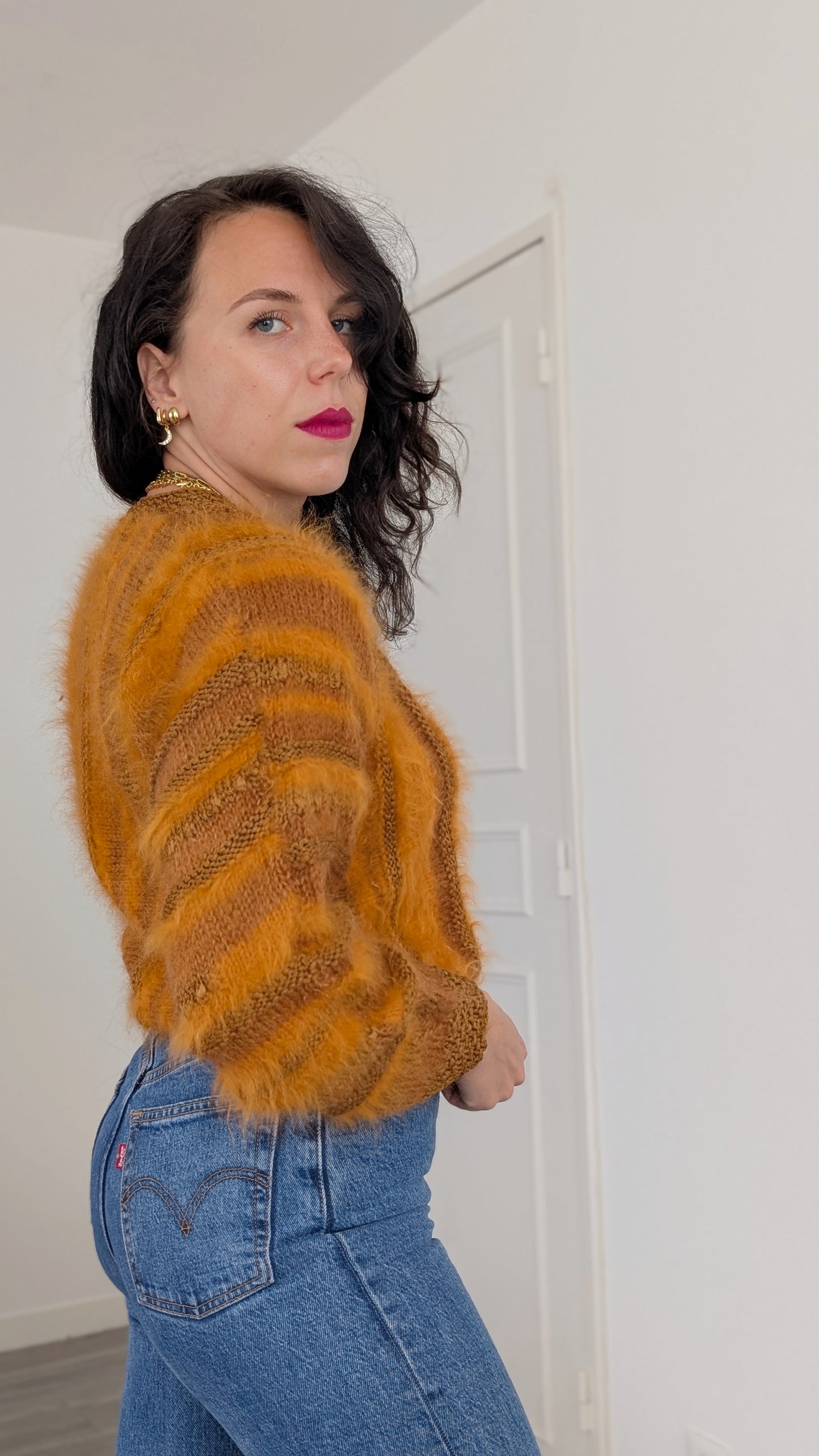 Cardigan angora fait main T36