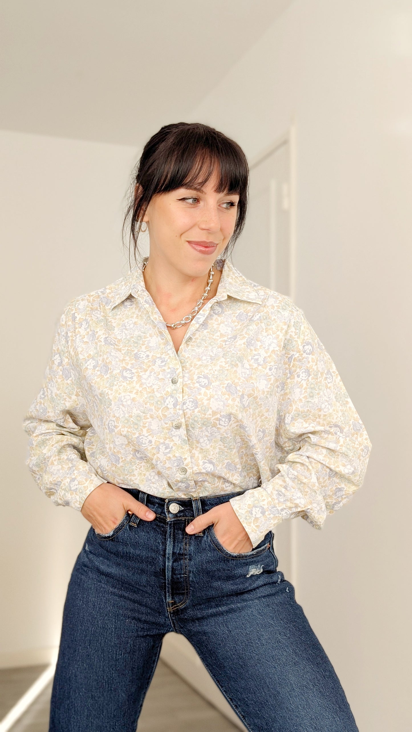 Chemise fleurie coton et viscose T42-44