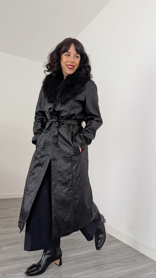 Manteau long cuir T40