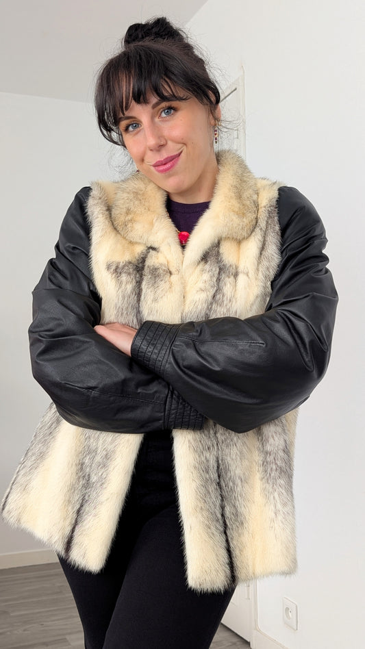 Bombers cuir et fourrure T38-40