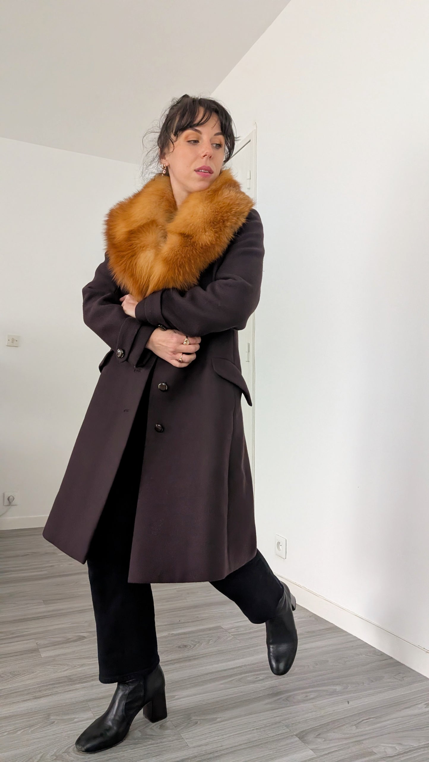 Manteau 1960 laine et fourrure T36