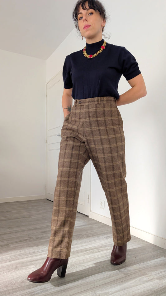 Pantalon à pinces laine et cachemire T44