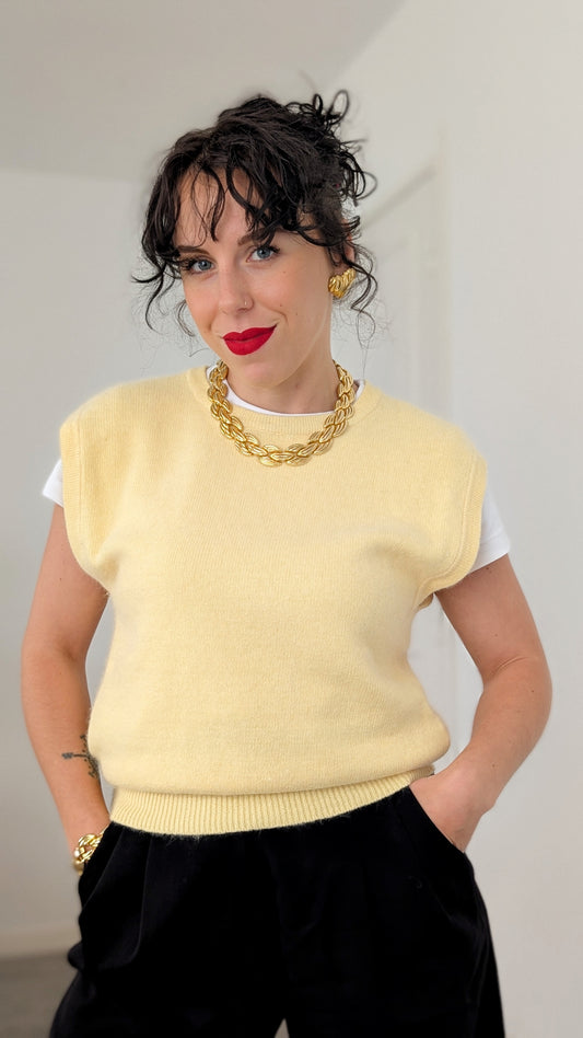 Pull sans manches laine et angora taille jusqu'à 40