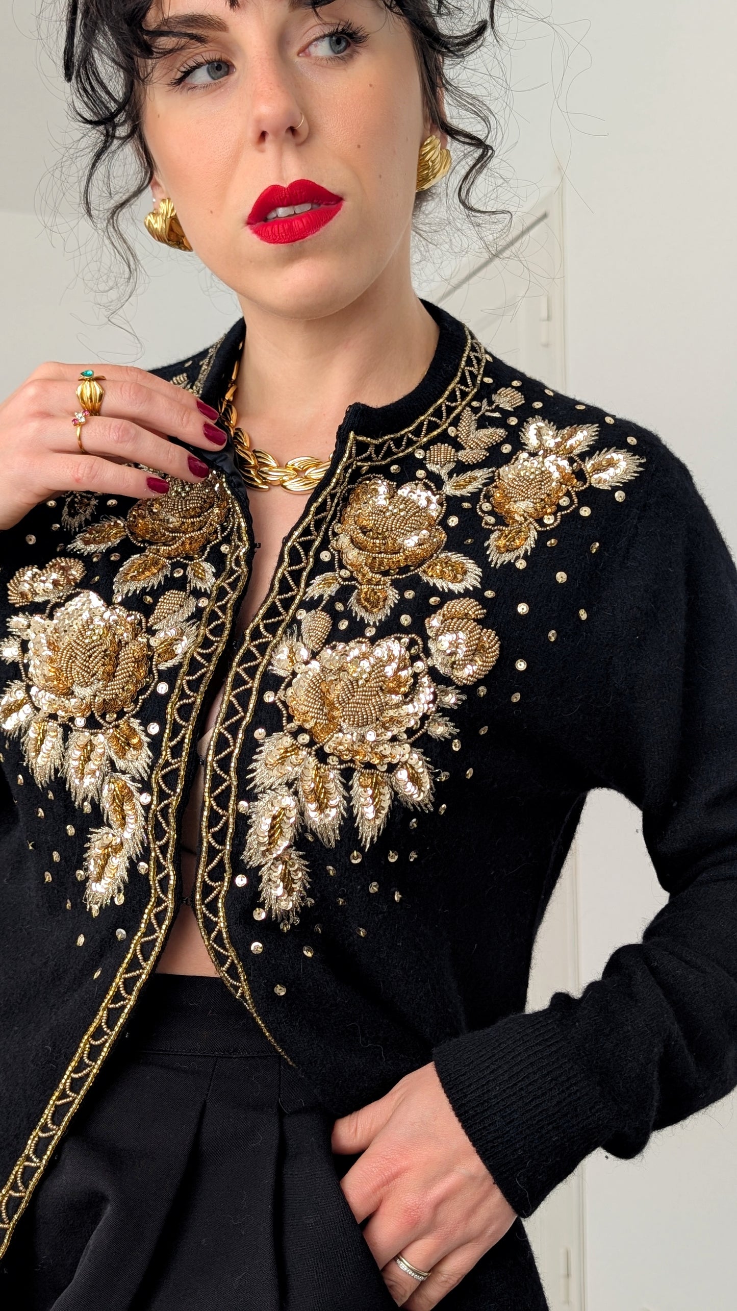 Cardigan laine et angora T36