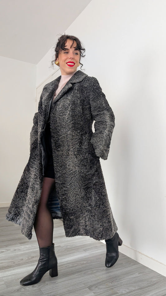 Manteau laine astrakan T38