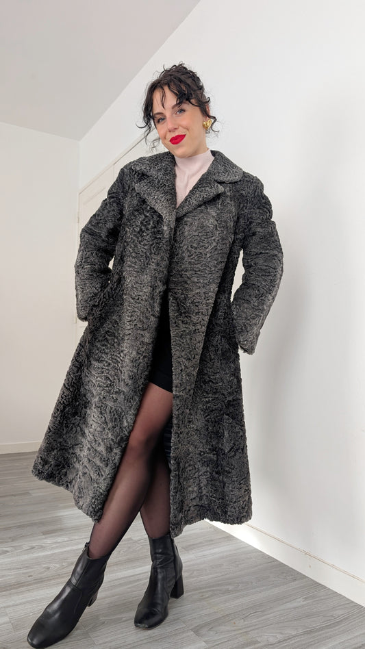 Manteau laine astrakan T38