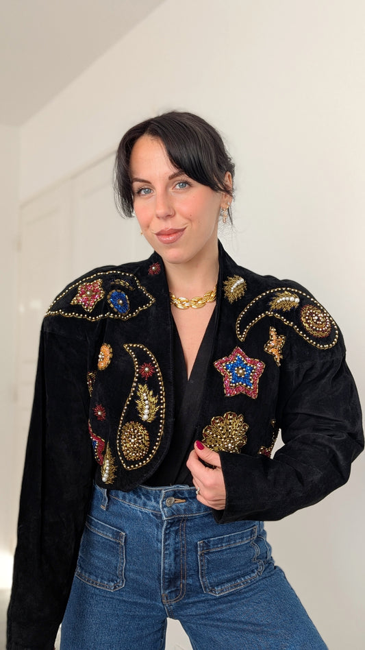 Veste daim 80s T38-40