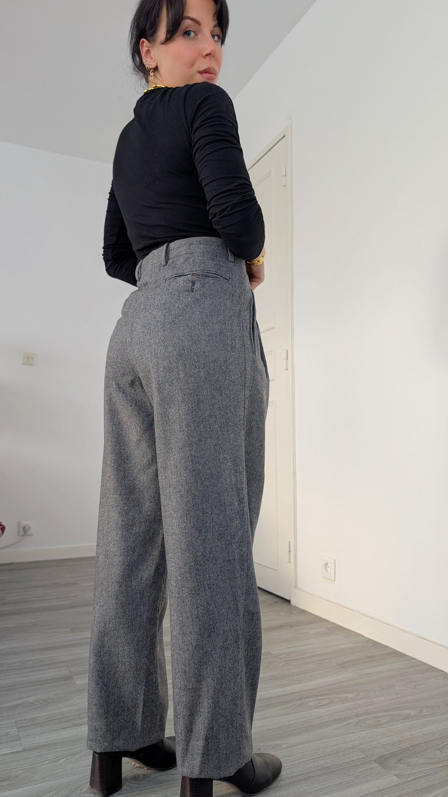 Pantalon masculin à pinces en cachemire T42