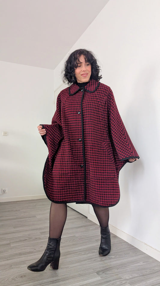 Cape en laine style écossais taille unique