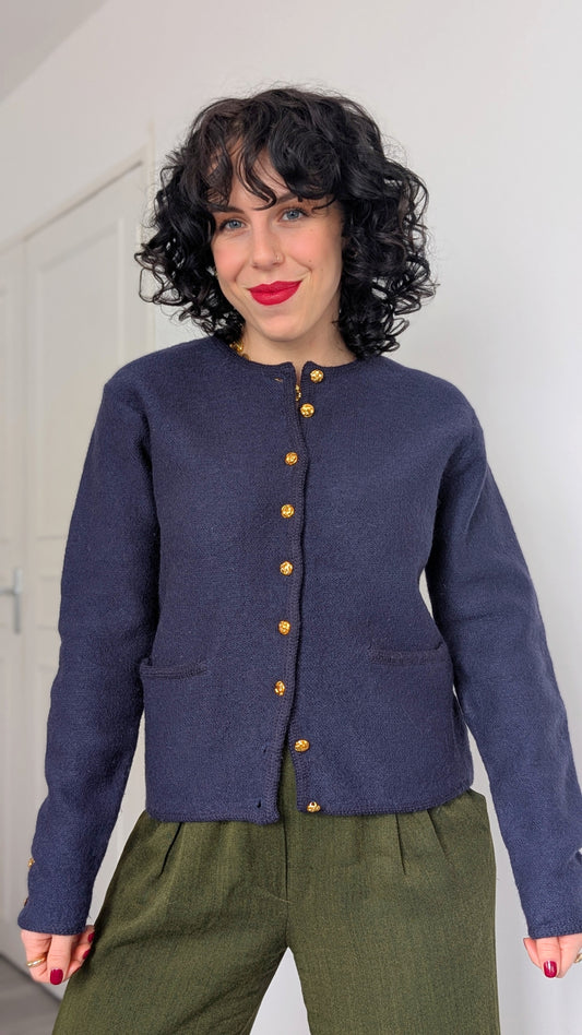 Cardigan pure laine 80s T36
