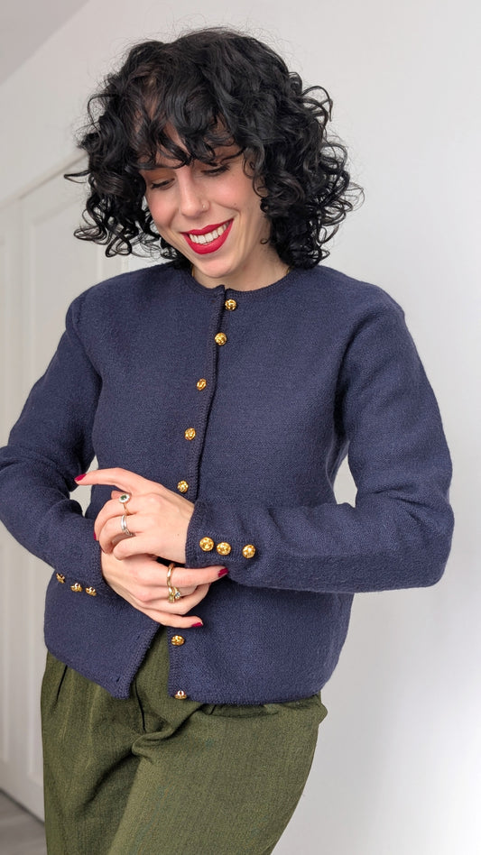 Cardigan pure laine 80s T36