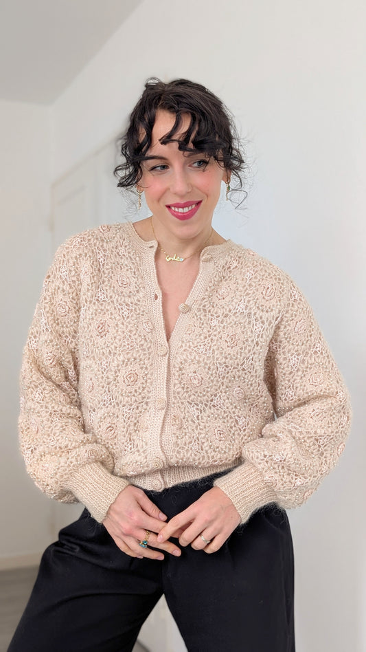 Cardigan laine et mohair 80s T40-42