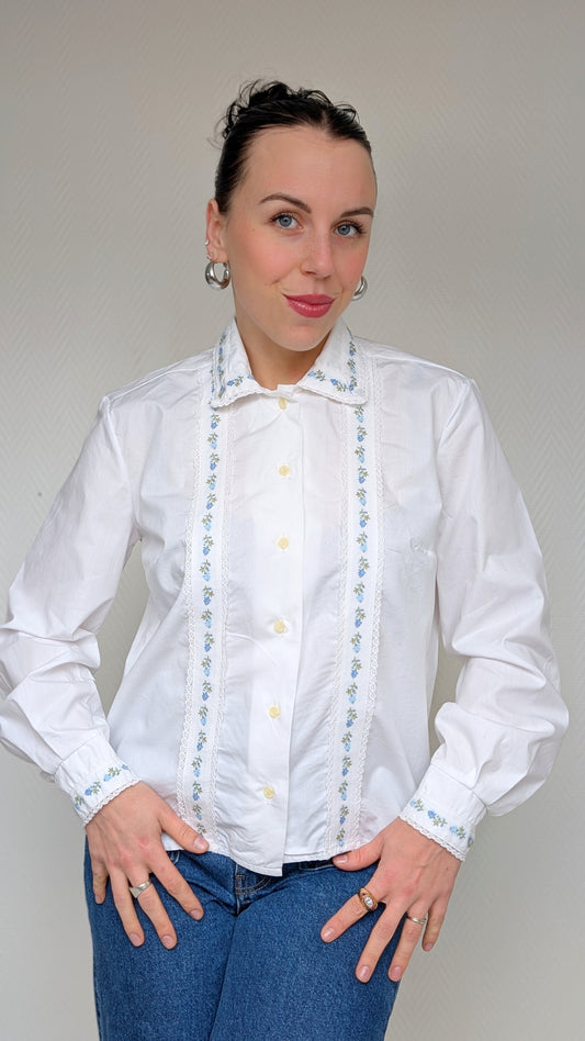 Chemise coton brodée T36