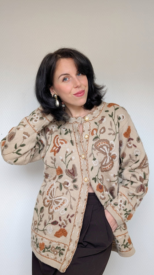 Cardigan 80s pure laine T 40-42