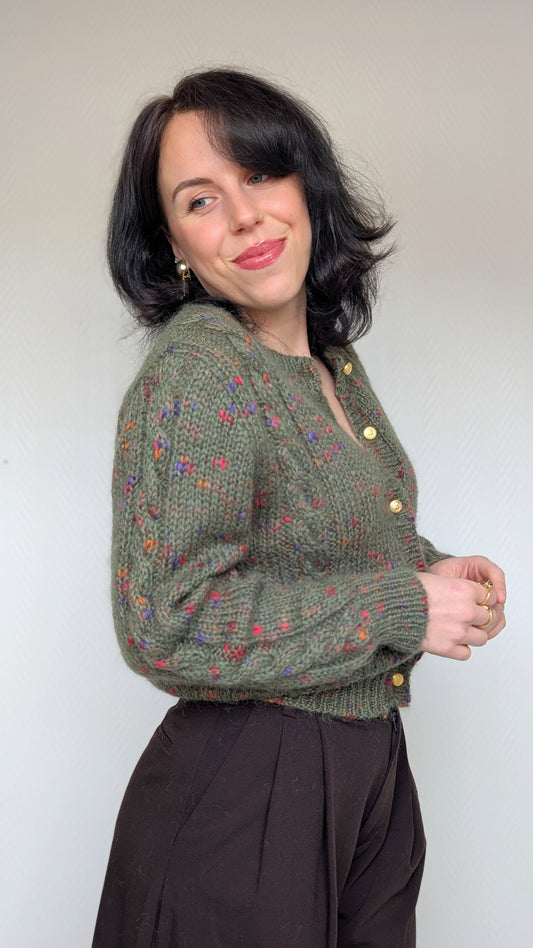 Cardigan laine et mohair 80s T38-40