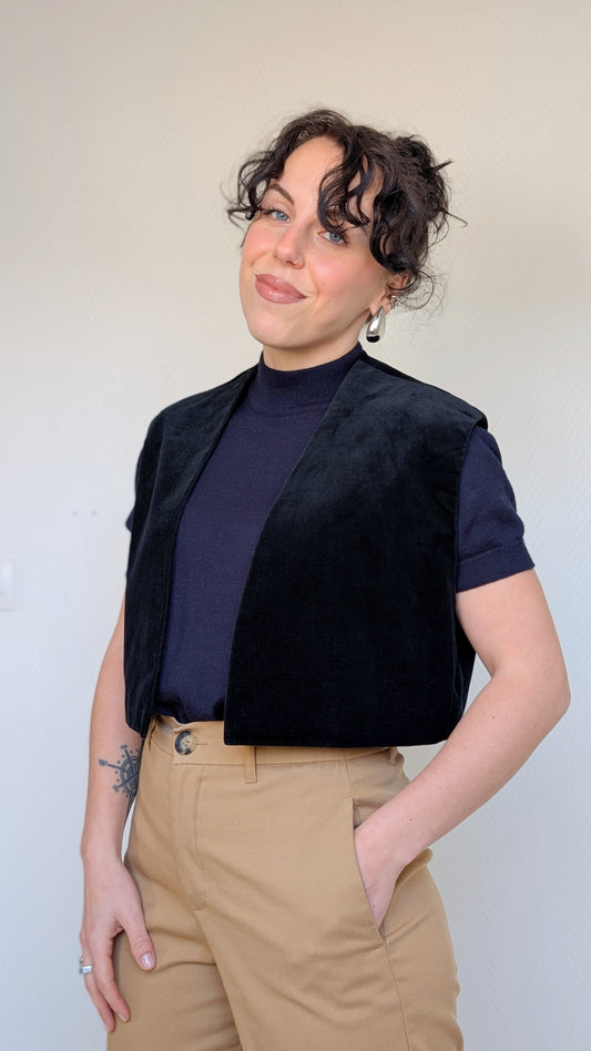 Veste sans manches velours 70s T38-40