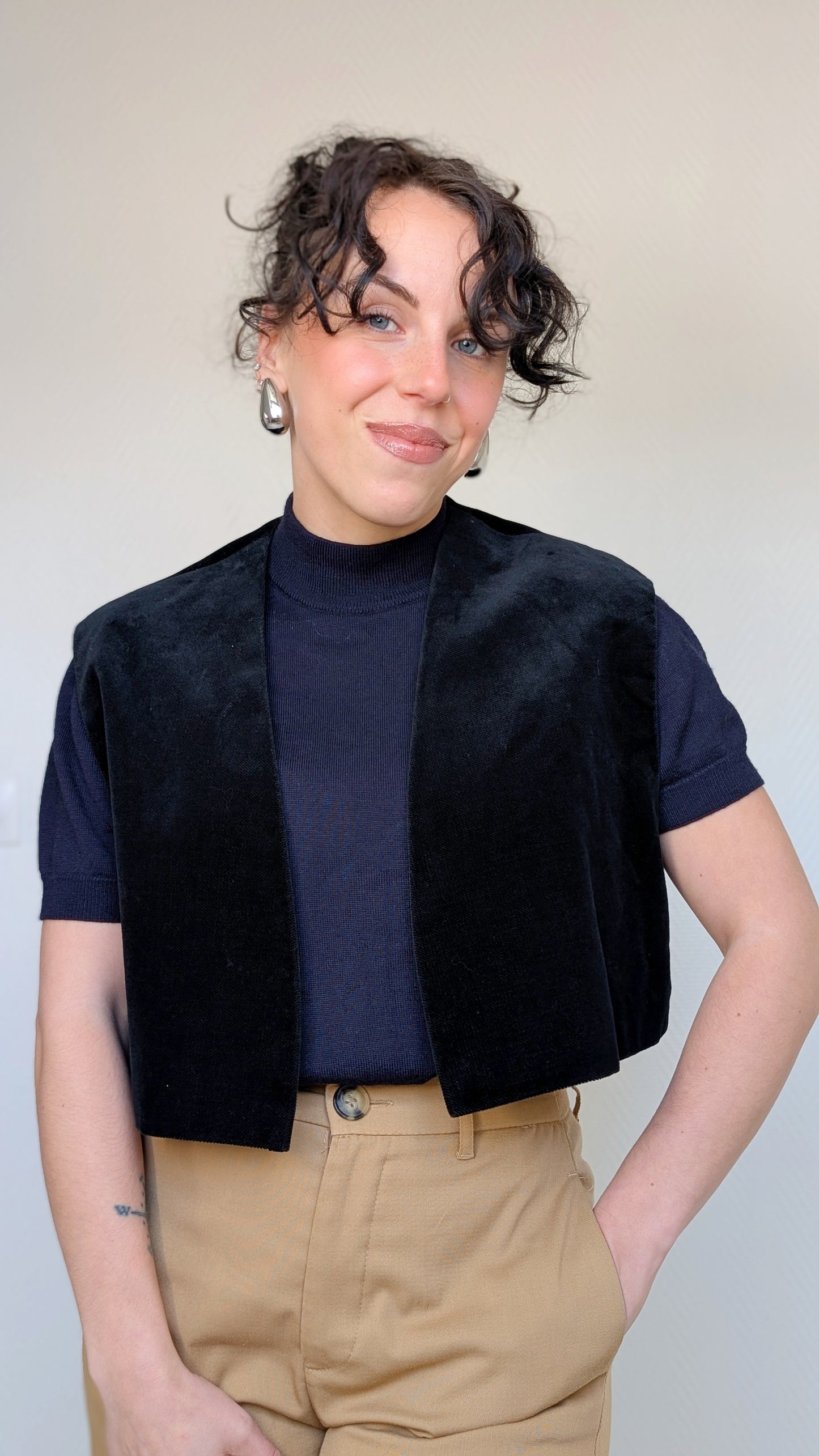 Veste sans manches velours 70s T38-40